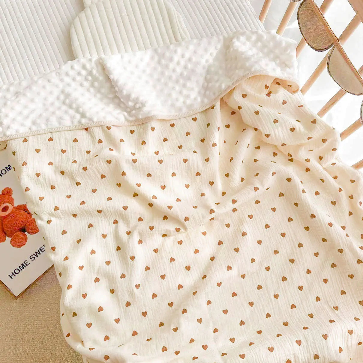 Summer Thin Muslin Bean Dot Blanket for Babies Wholesale:Cotton Crinkle Fabric Air Conditioning Quilt,Kids'Lightweight Coverlet
