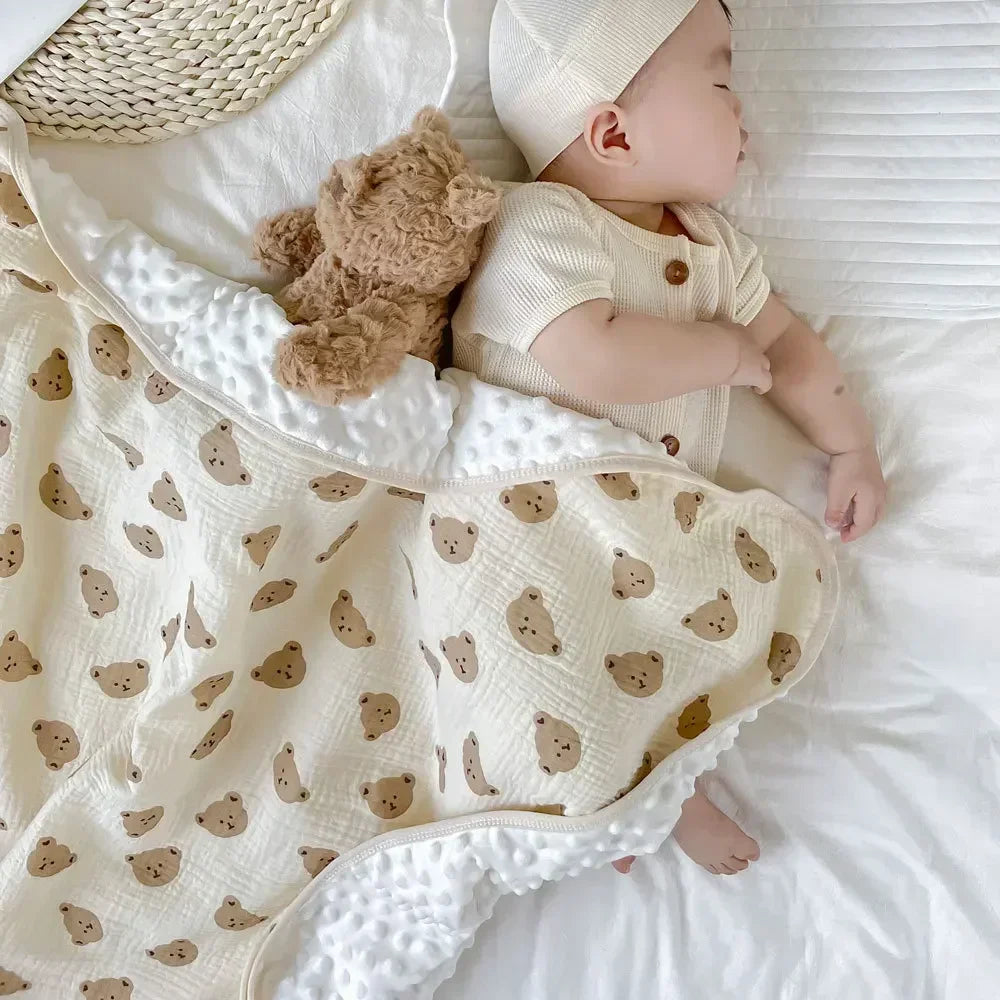 Summer Thin Muslin Bean Dot Blanket for Babies Wholesale:Cotton Crinkle Fabric Air Conditioning Quilt,Kids'Lightweight Coverlet