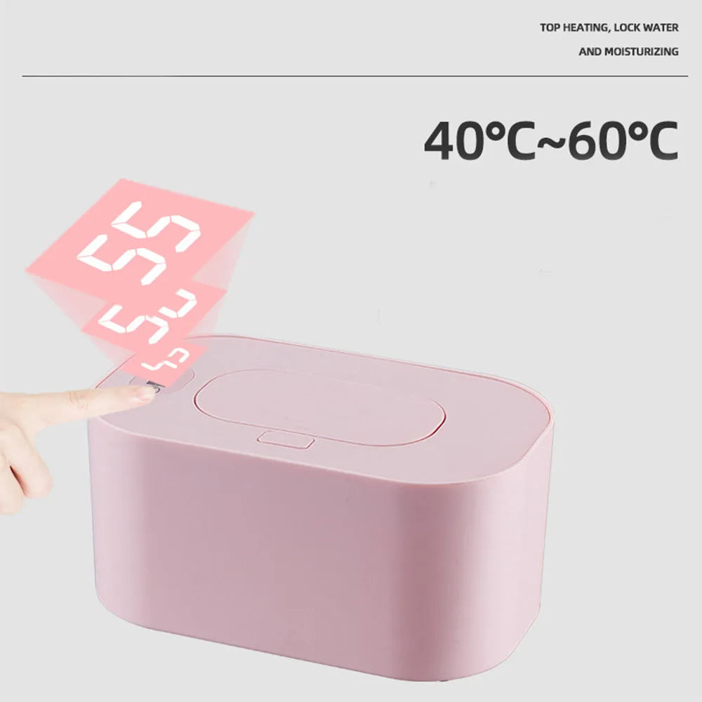 Baby Wet Wipe Heater Smart Temperature Adjustable Wet Towel Napkin Dispenser Heating Box Portable USB Charge Baby Wipes Warmer