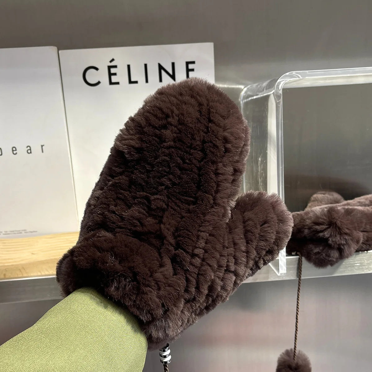 Hot Sale Winter Girl Natural Real Rex Rabbit Fur Gloves Good Elastic Knitted Rabbit Fur Mittens Lady Real Rex Rabbit Fur Gloves