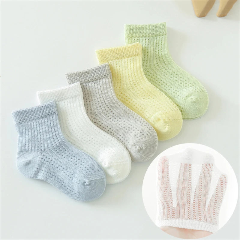 5 Pairs/lot Children Ultrathin Mesh Socks Baby Boys Girls Summer Cute Cotton Breathable Thin Soft Boat Socks Kids Socks
