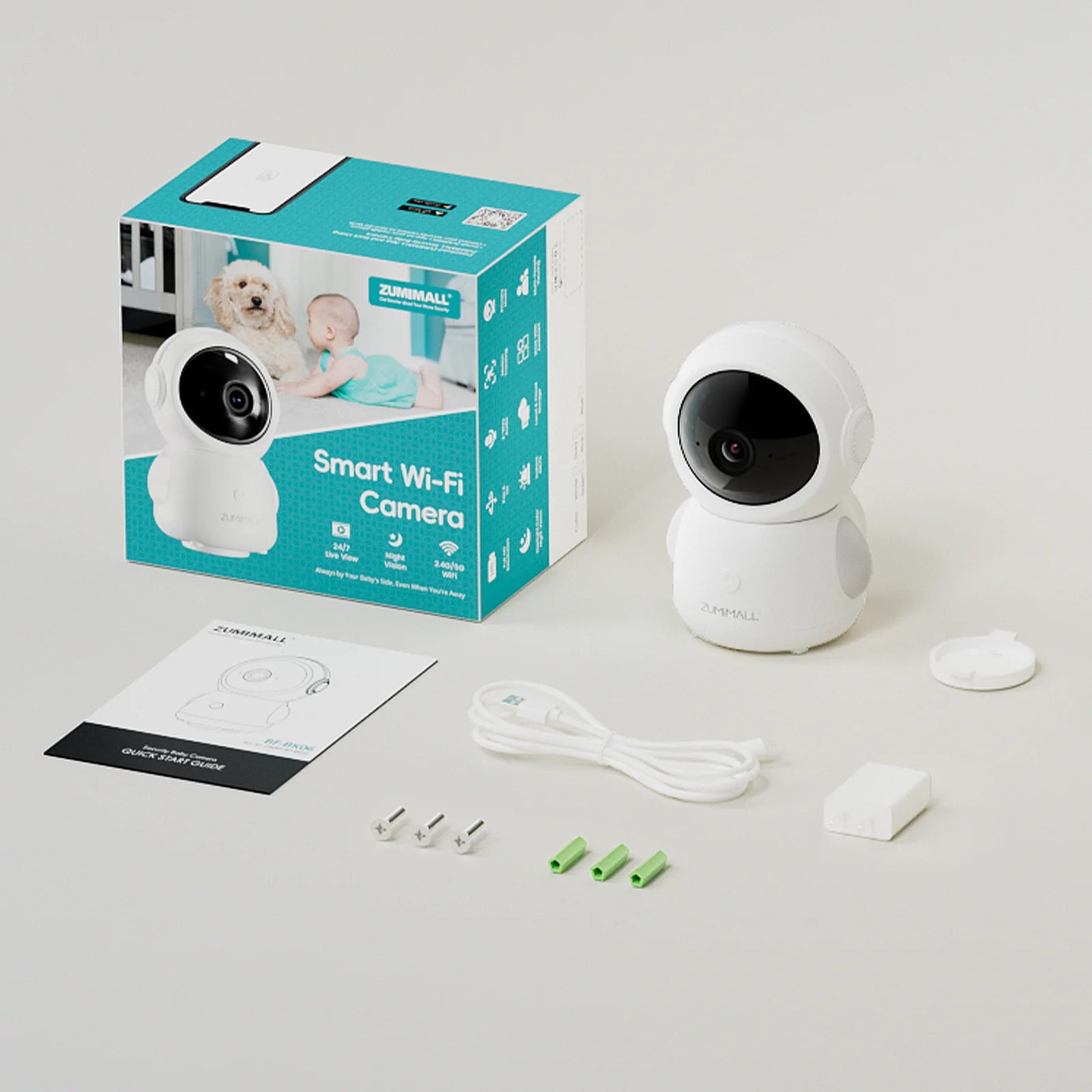 ZUMIMALL APP Wired security Camera, 5G/2.4G WiFi Baby/Pet Monitor Motion/Noise/Crying Detection & Two-Way Talk: