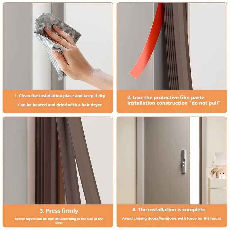 6M Tearable Weather Strip Anti-theft Door Multi-layer Windproof Dust-proof Self-adhesive Sound Insulation Window Gap Seal Strip
