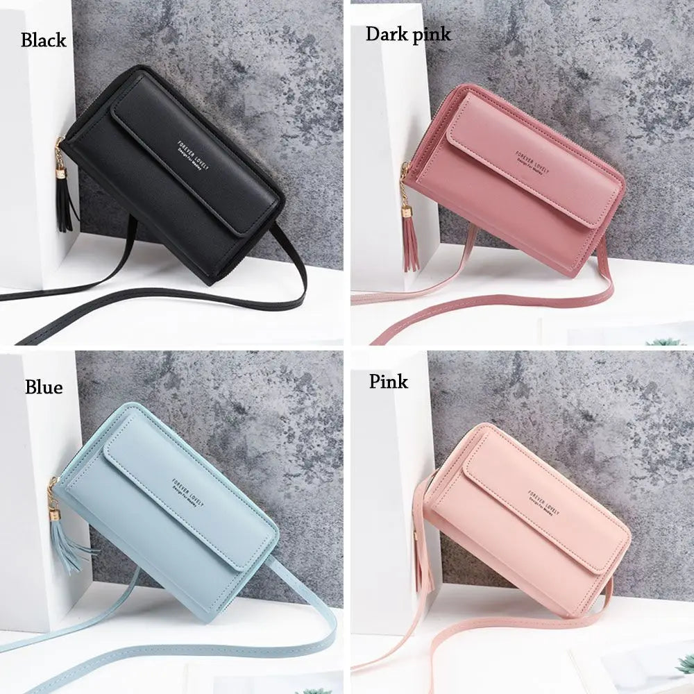 Women Shoulder Strap Bag Multifunction Long Wallet Fashion Tassel Handbags Card Holder Ladies Small Crossbody Cell Phone Bag