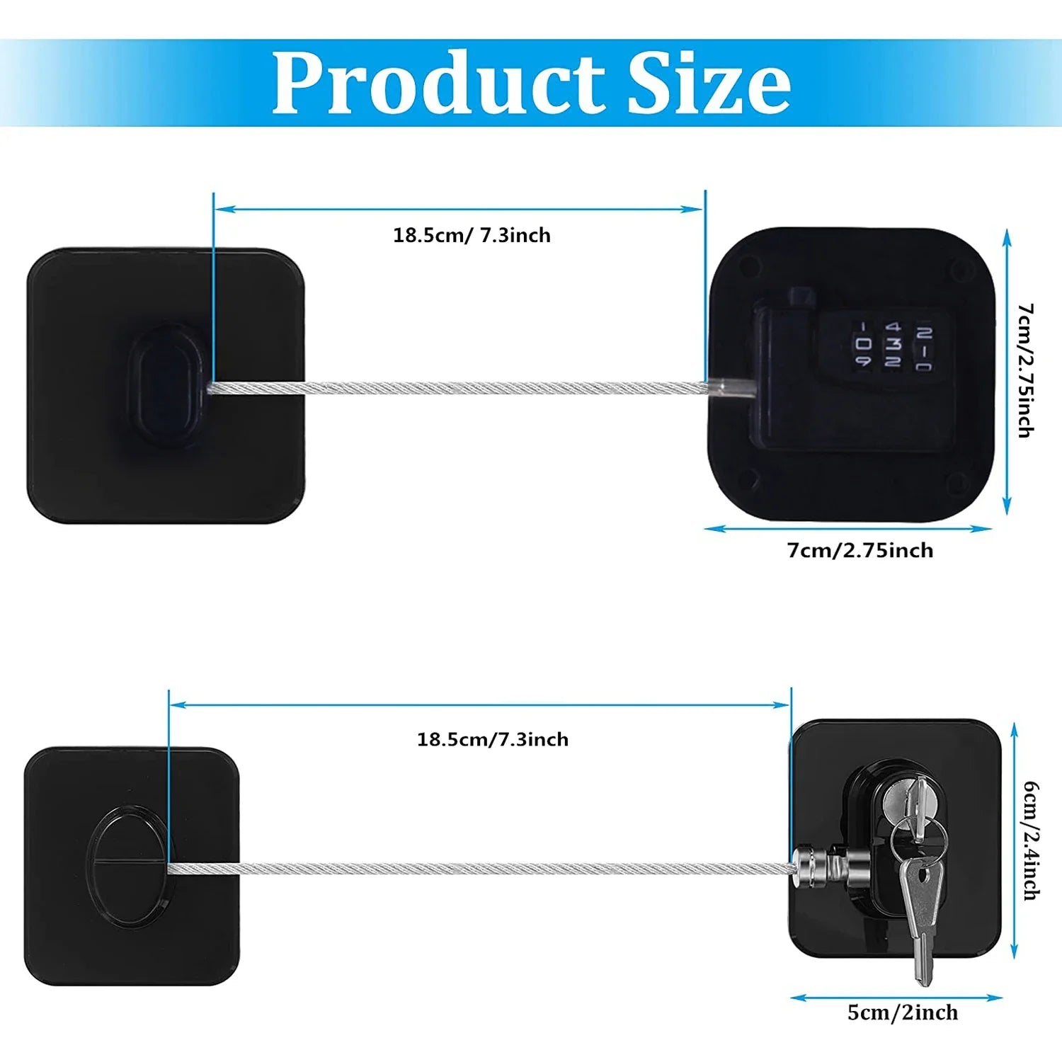 Baby Safety Lock with Keys or Code, Refrigerator, Cabinet & Closet Door Locks
