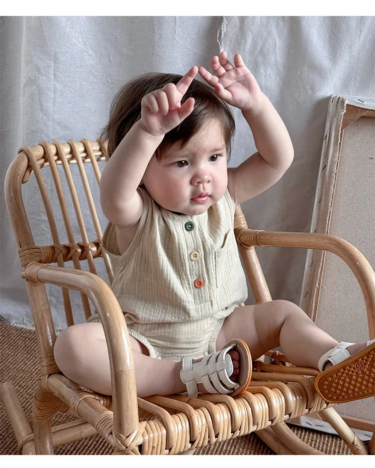Baby Boy Girl Bodysuit Sleeveless Cotton Linen Romper Newborn Jumpsuit One Piece Baby Clothes/Outfits 0-24 Months
