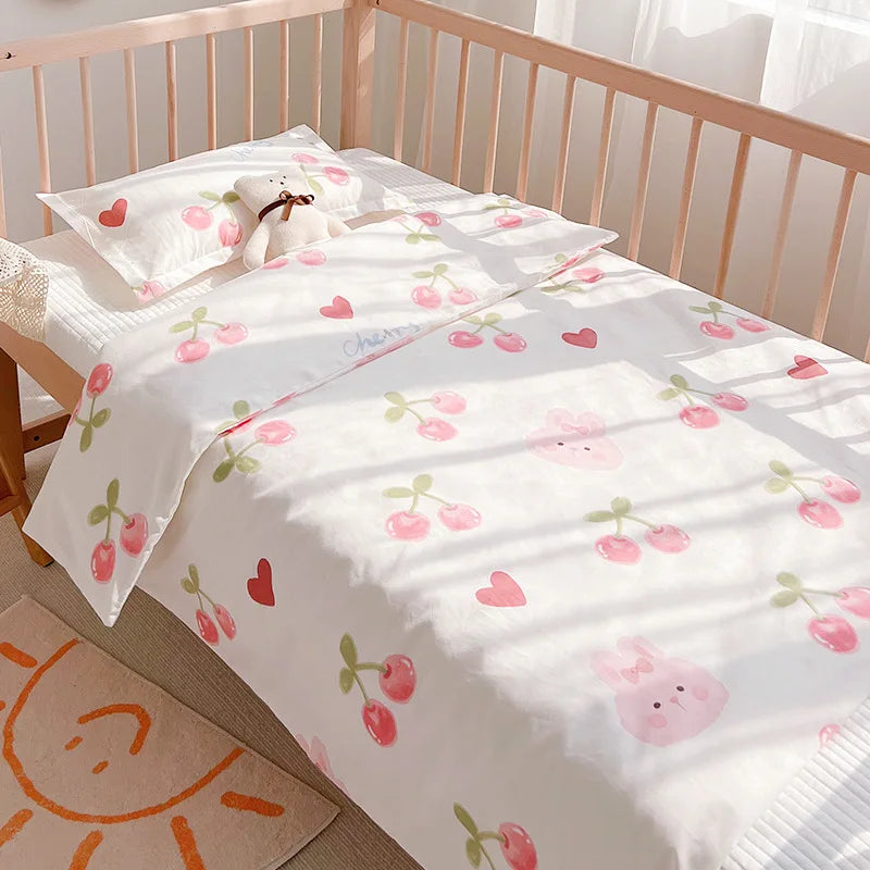 Cute Cartoon Newborn Baby Cot Duvet Cover Case Infant Toddlers Cotton Quilt Cover Duvet Case Children Beddings Set DF20