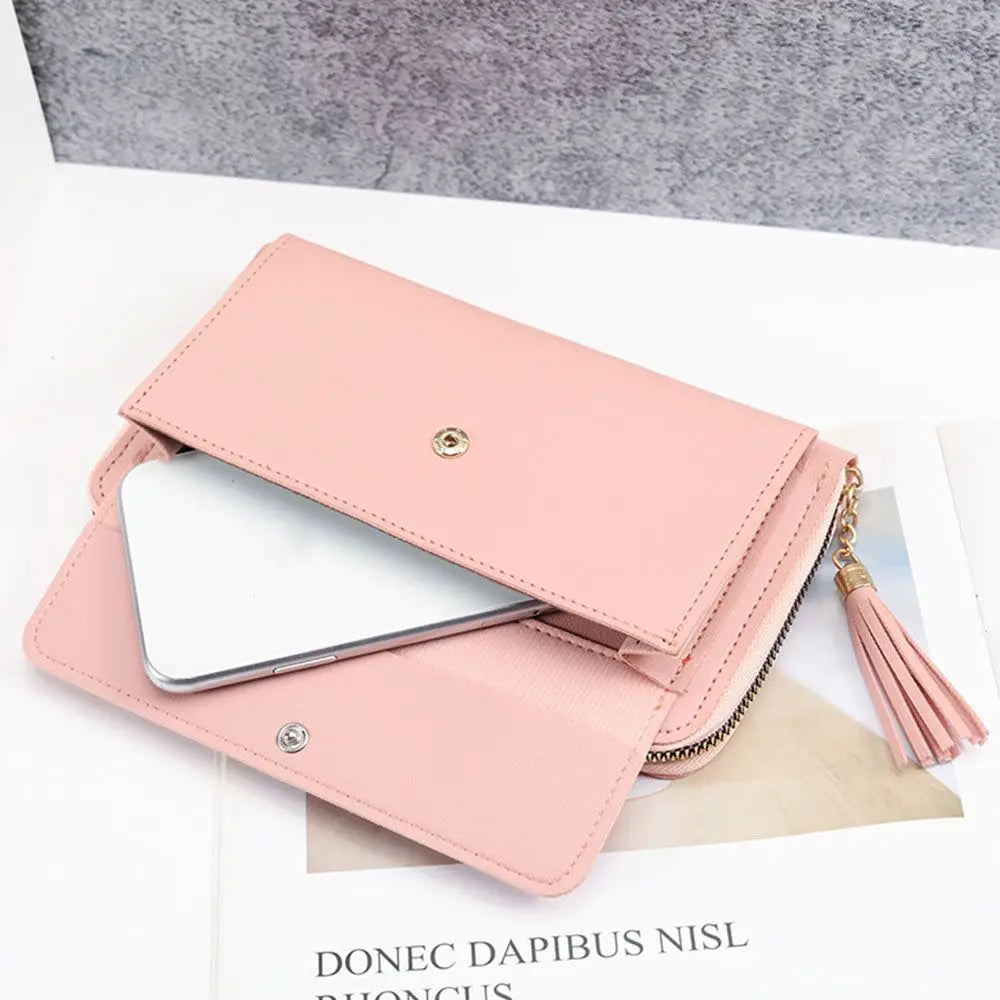 Women Shoulder Strap Bag Multifunction Long Wallet Fashion Tassel Handbags Card Holder Ladies Small Crossbody Cell Phone Bag