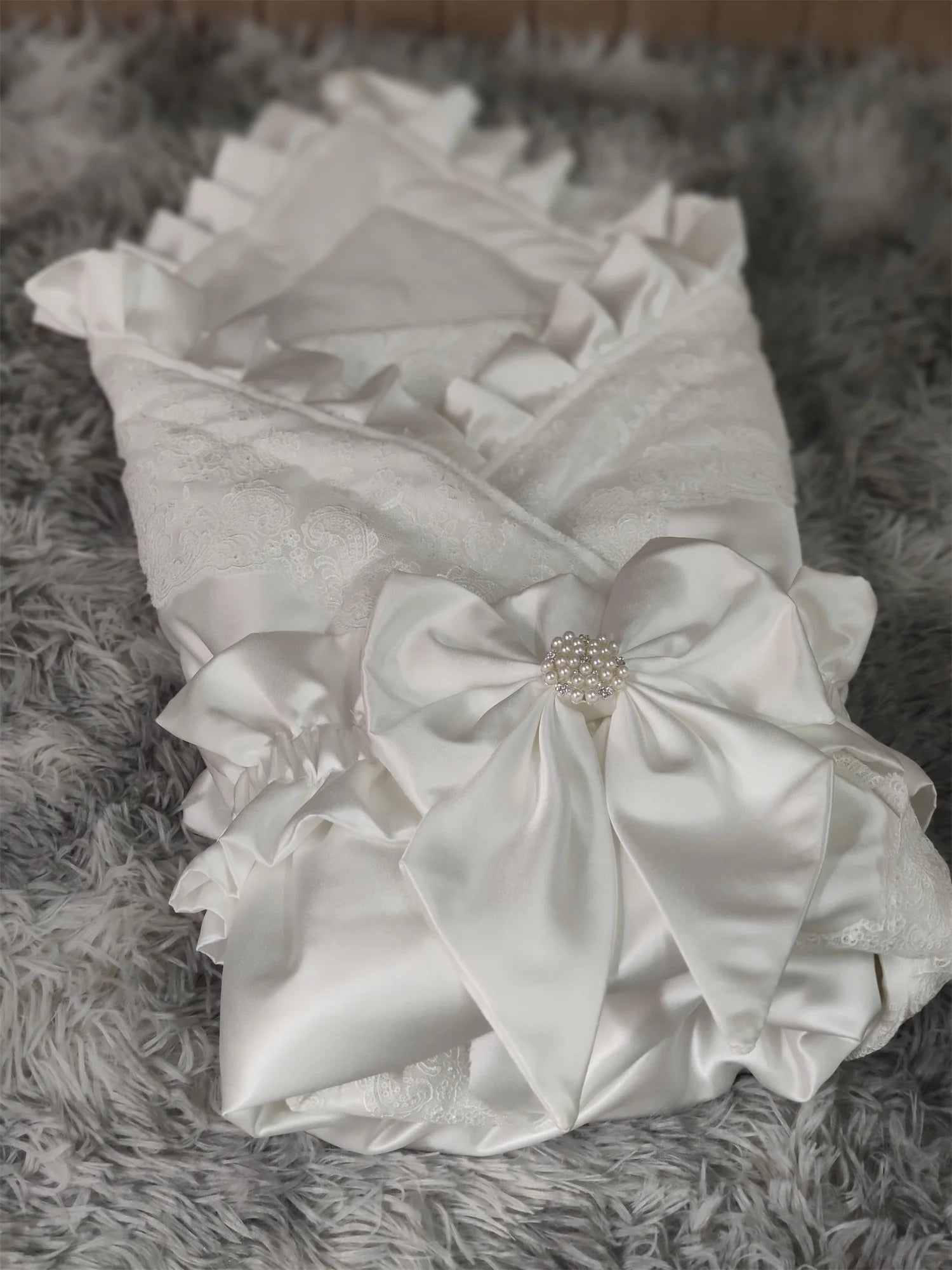 Personalized Embroidery Baby Name for Newborns with Big Bow Sash Infant Swaddles for 0-3 Months Receiving Blanket Sleeping Wraps