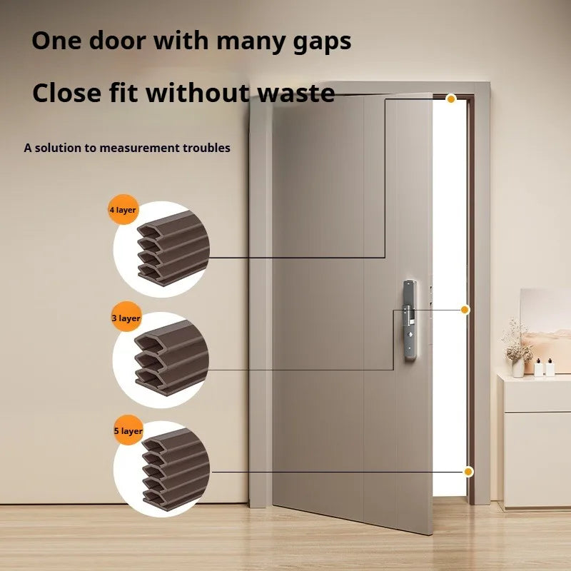 6M Tearable Weather Strip Anti-theft Door Multi-layer Windproof Dust-proof Self-adhesive Sound Insulation Window Gap Seal Strip