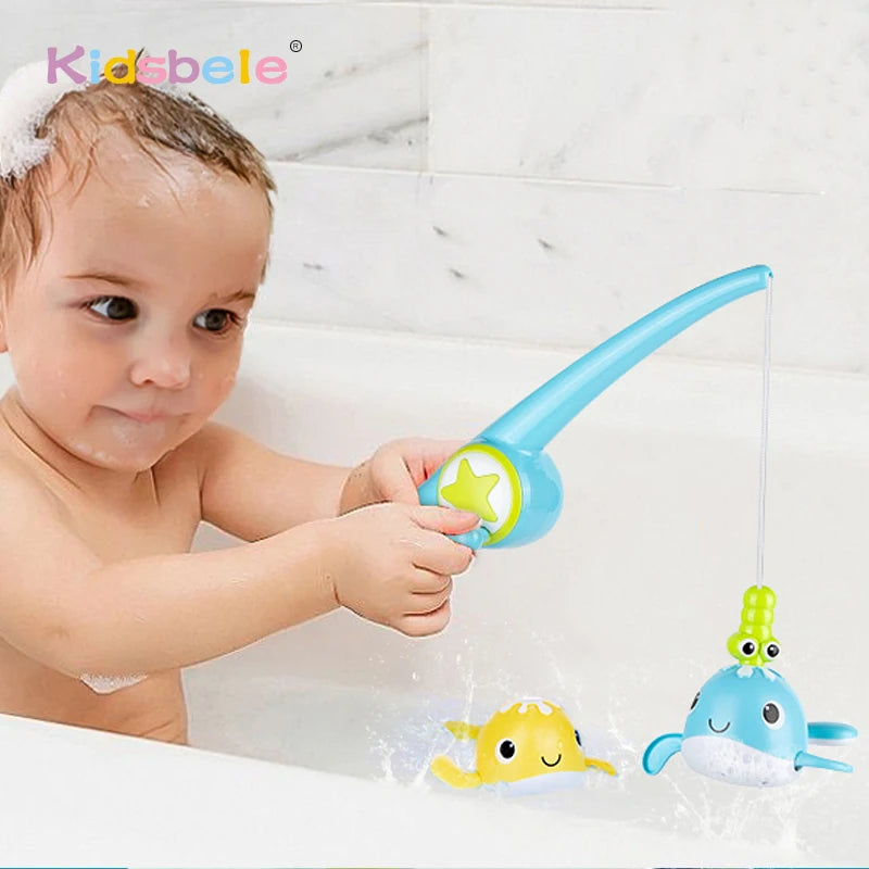 Magnetic Fishing Game Wind-up Swimming Whales Baby Bathtub Toys 18 Months+ 1-3 Boys and Girls Gifts For Toddlers