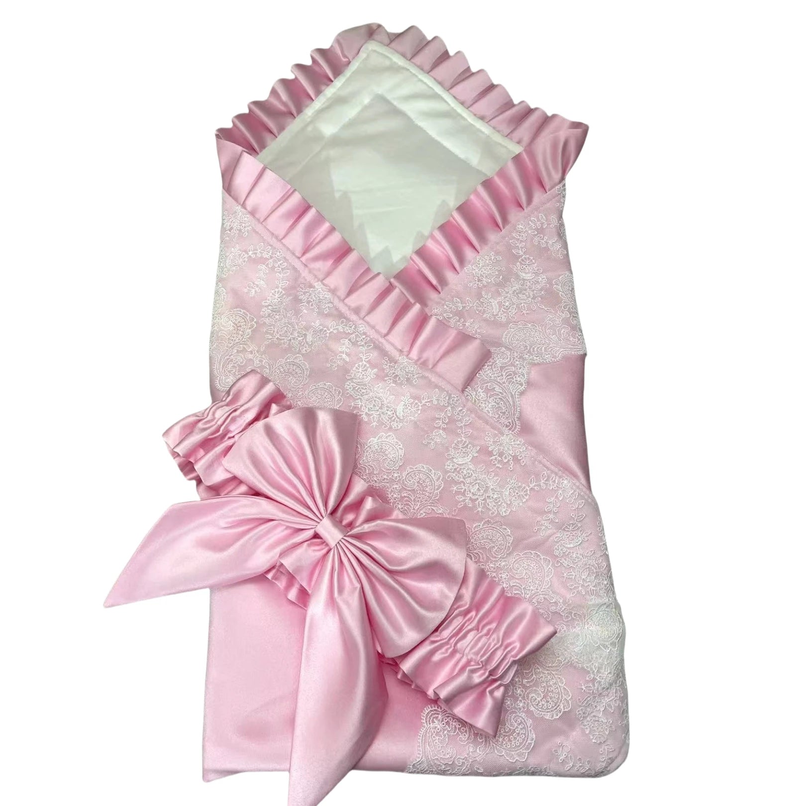 Personalized Embroidery Baby Name for Newborns with Big Bow Sash Infant Swaddles for 0-3 Months Receiving Blanket Sleeping Wraps