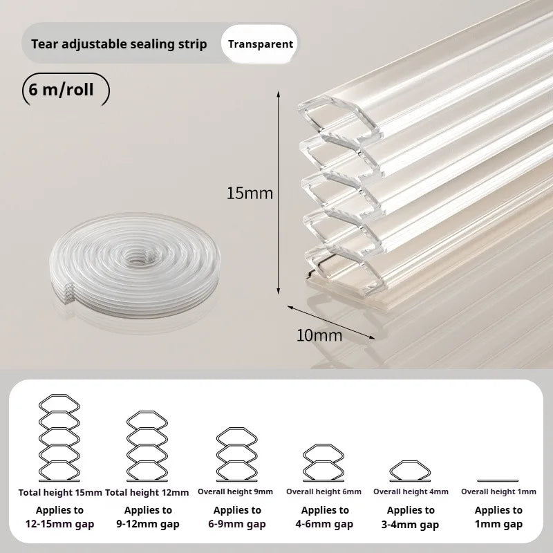 1-4Pcs Door Sealing Strip 6M TPE Self-adhesive Adjustable Size Window Gap Weather Stripping Multi-layer Seal Soundproof Strip