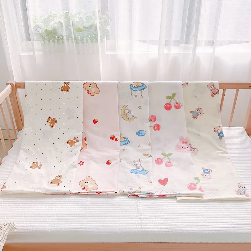 Cute Cartoon Newborn Baby Cot Duvet Cover Case Infant Toddlers Cotton Quilt Cover Duvet Case Children Beddings Set DF20