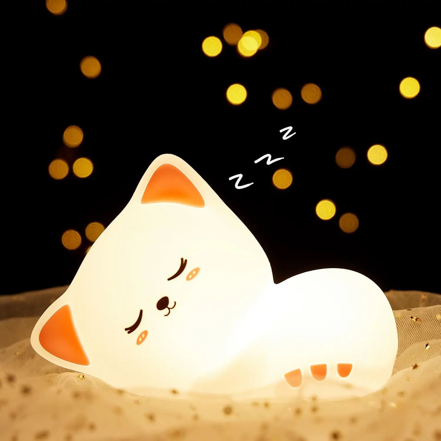 7 Colors Timer Kid Night Light Silicone Nightlight Baby Nursery Rechargeable Cute Cat Lamp For Birthday Gift Kawaii Kitten Decor