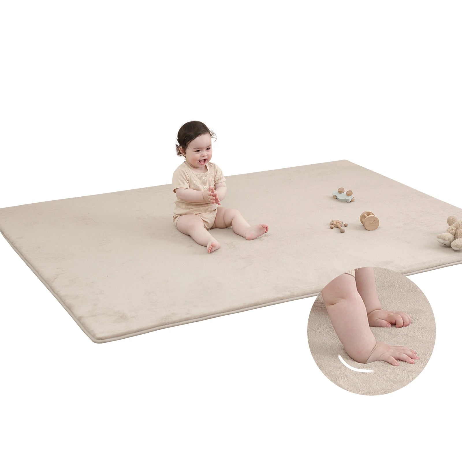 Gray Memory Foam Baby Play Mat for Playpen Thick Large Crawling Mat for Floor Soft Velvet Non-Slip for Kids Playroom Mat Rug