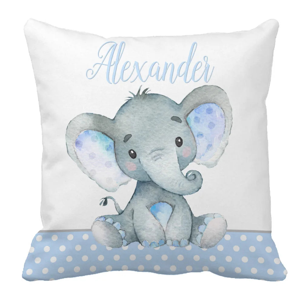 LVYZIHO Baby Boy Crib Sheet Set, Custom Name Blue Elephant Cirb Bedding Set, Baby Shower Gift Bedding Set