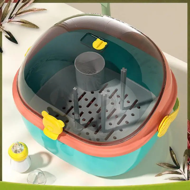 ABOU-Baby Bottle Storage Box, Waterproof Mold Holder, Cup Organizer With Lid, Dustproof Baby Food Utensils