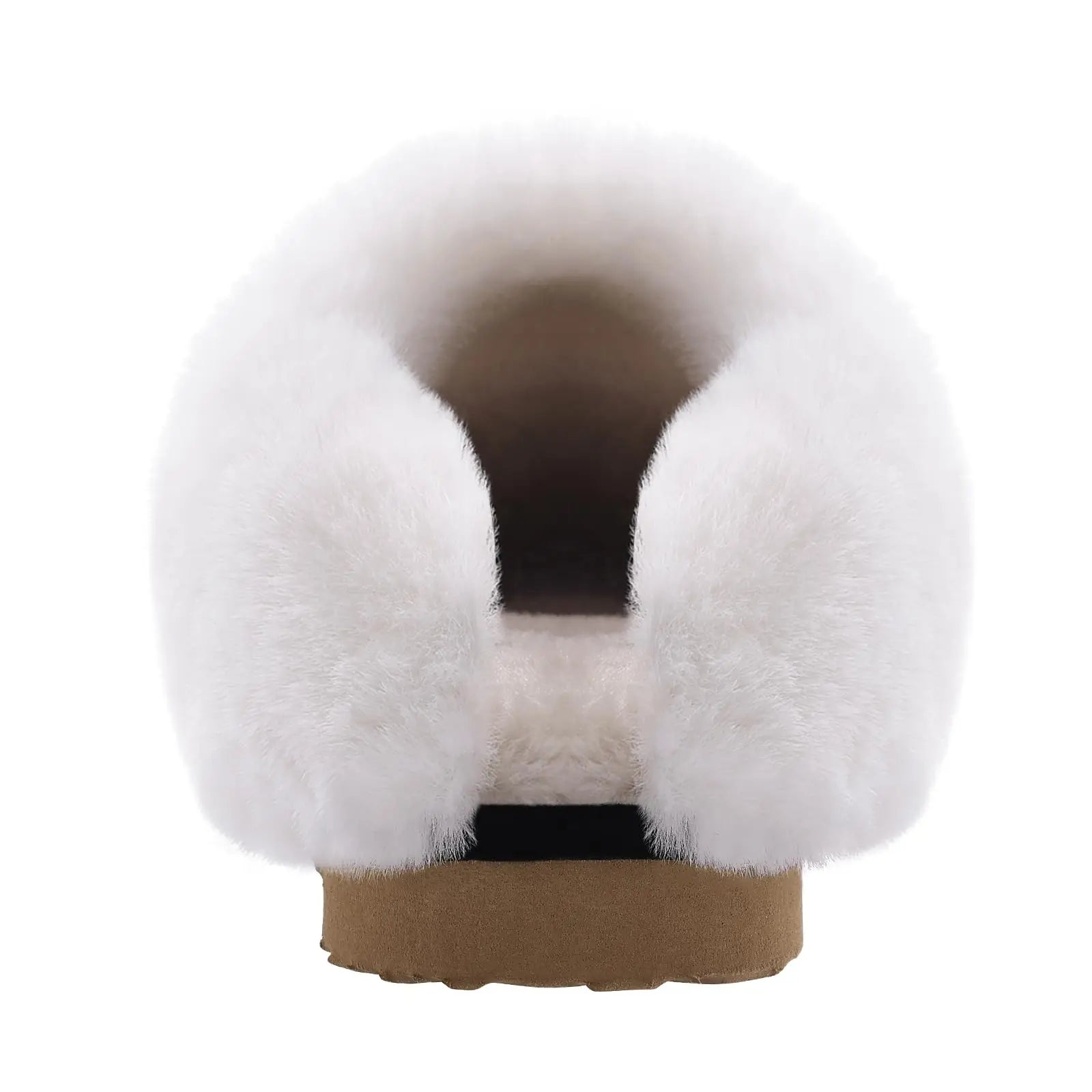 Shevalues Winter Fur Collar Slippers Women Winter Plush Furry Slippers Indoor House Cotton Flat Shoe Fuzzy Memory Foam Slippers