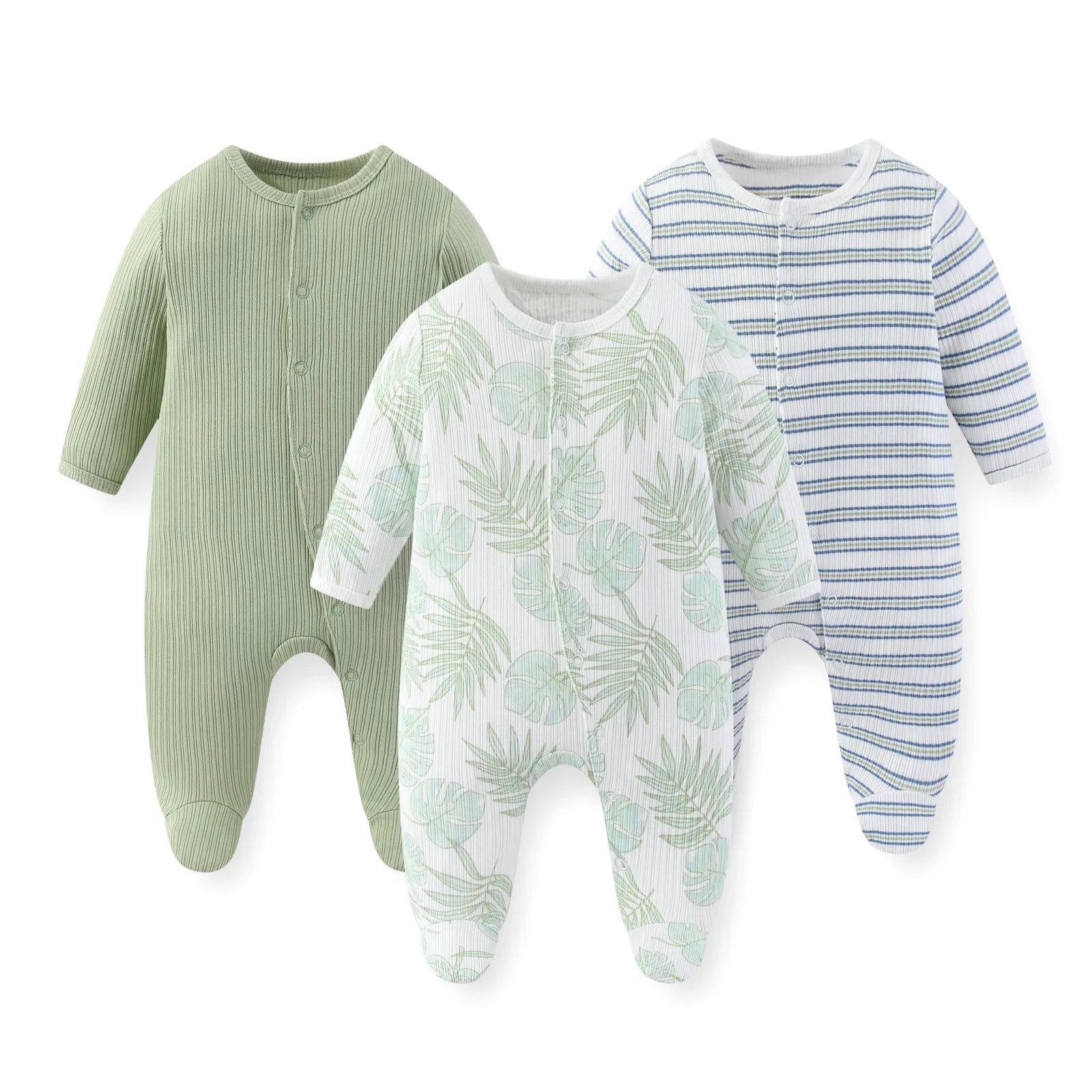 Kiddiezoom 3 Pcs/Lot Autumn Winter Unisex Fashion Long Sleeve Baby Boy Girl Romper 100%Cotton Soft Newborn Jumpsuits Clothing