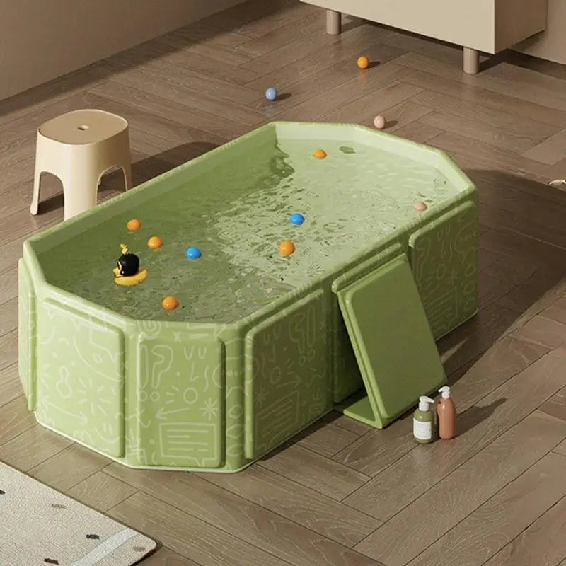 Foldable Baby Bathtub PVC Large Baby Shower Tub Portable Foldable Bath Tub Shower Basin With 5 Balls & 2 Duck For Kids 0-8 Years