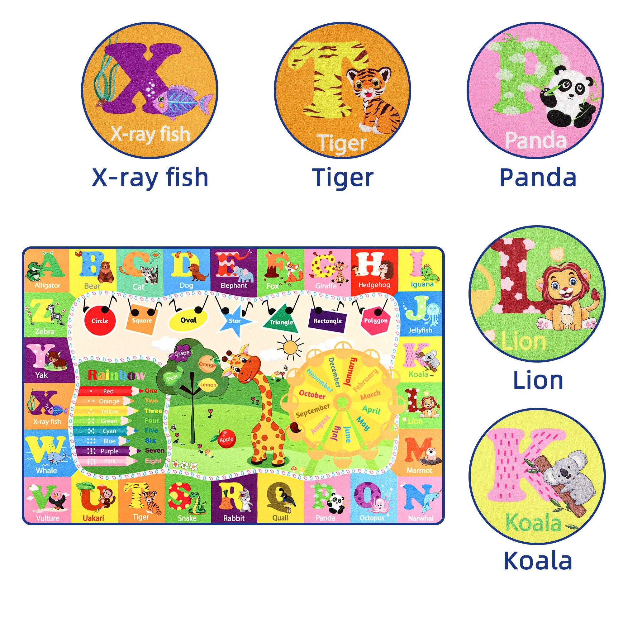 Large Children's Play Mat Children's Bedroom Giraffe Animal Carpet Boys Kindergarten Room Decorative Carpet Letters Carpet