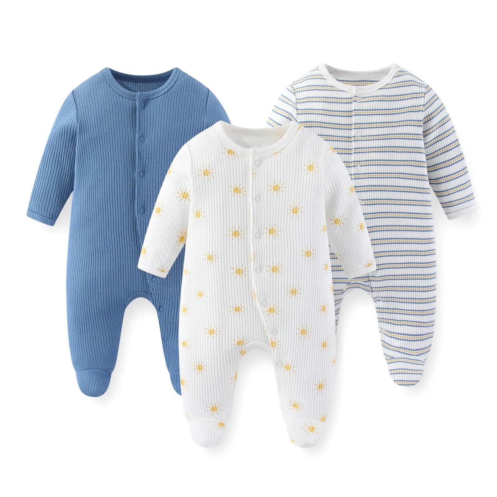 Kiddiezoom 3 Pcs/Lot Autumn Winter Unisex Fashion Long Sleeve Baby Boy Girl Romper 100%Cotton Soft Newborn Jumpsuits Clothing
