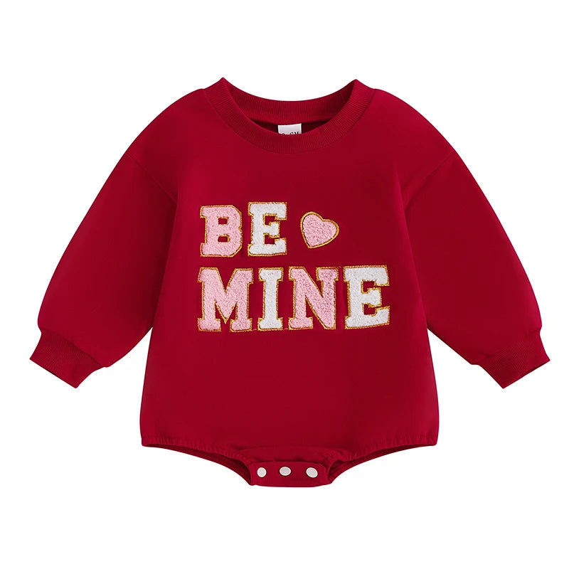 Baby Girls Boys Sweatshirts Rompers Valentine s Day Clothes Letter Embroidery Long Sleeve Infant Fall Bodysuits Jumpsuits
