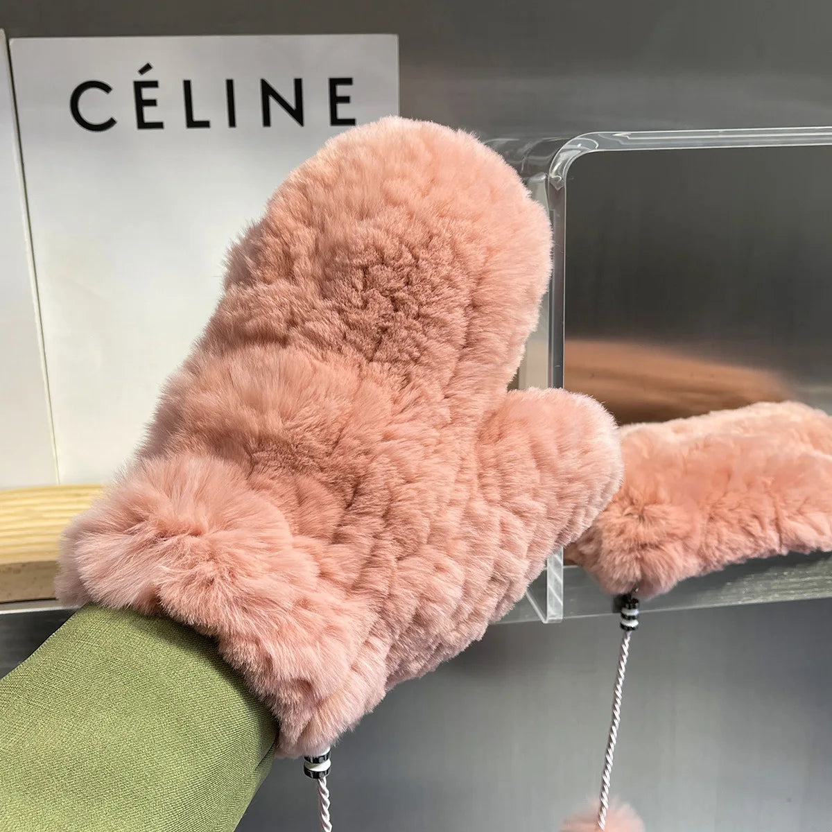 Hot Sale Winter Girl Natural Real Rex Rabbit Fur Gloves Good Elastic Knitted Rabbit Fur Mittens Lady Real Rex Rabbit Fur Gloves