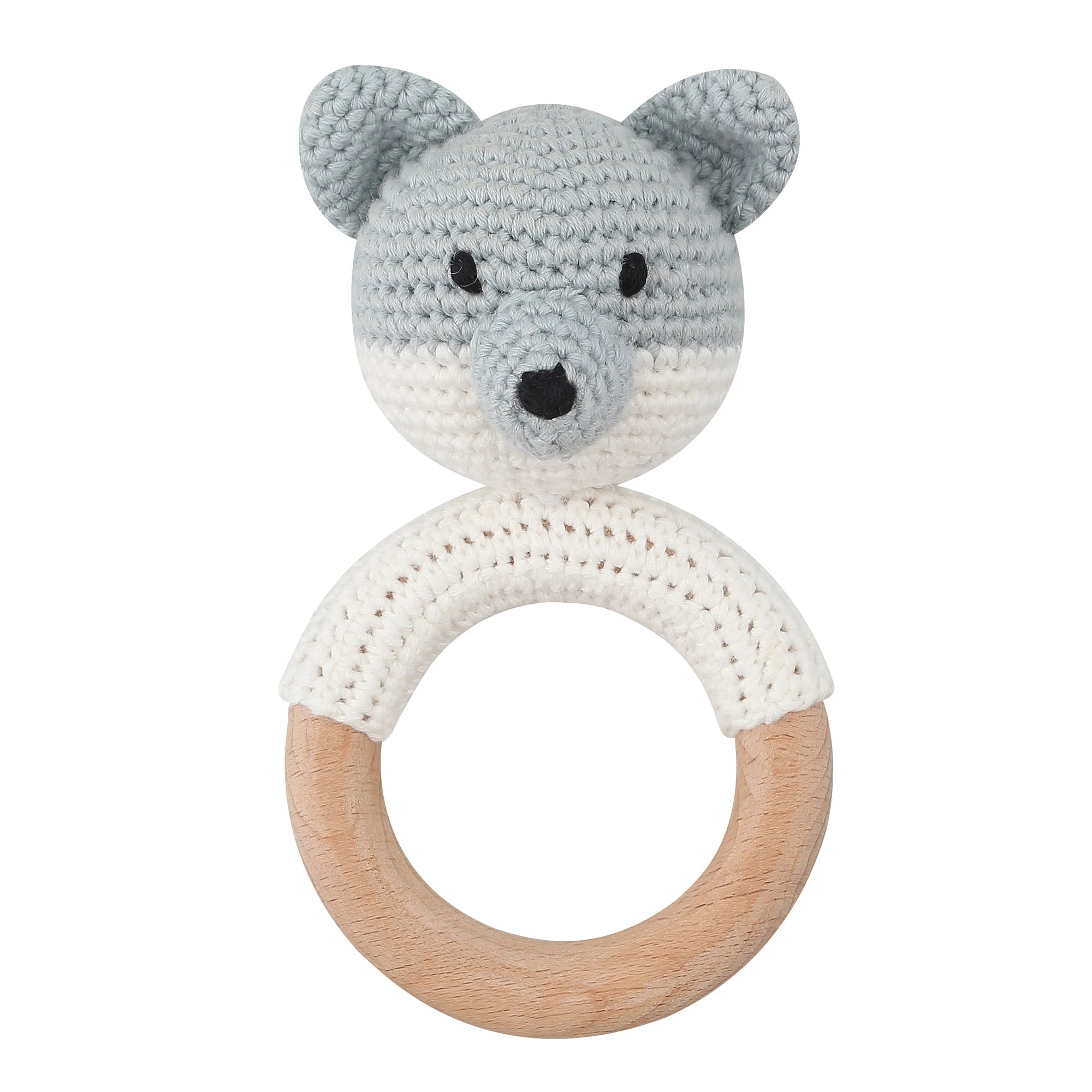 1Pc Wooden Crochet Bunny Rattle Toy Wood Ring Baby Teether Rodent Baby Gym Mobile Rattles Custom Name Educational Toys