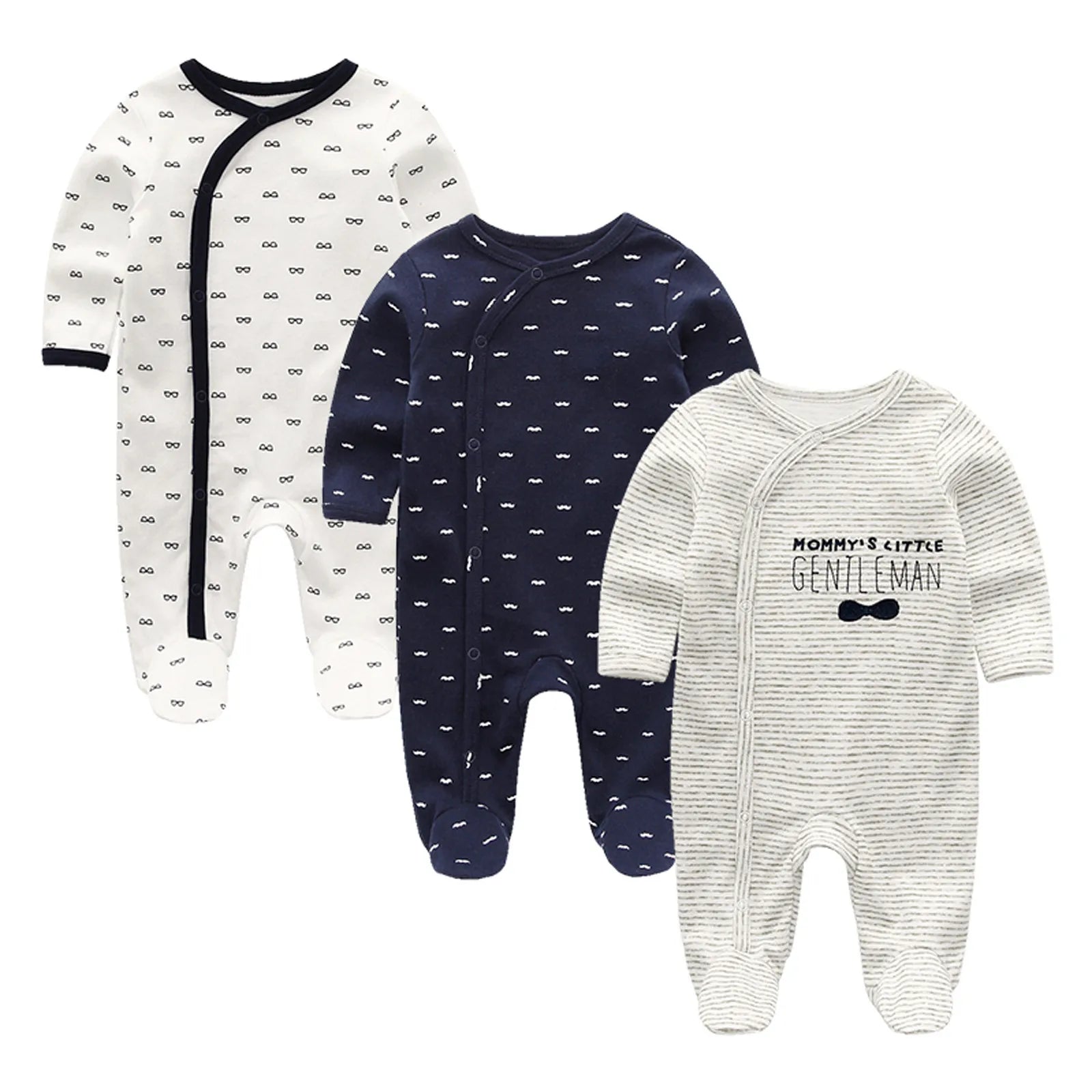 Kiddiezoom 3 Pcs/Lot Autumn Winter Unisex Fashion Long Sleeve Baby Boy Girl Romper 100%Cotton Soft Newborn Jumpsuits Clothing