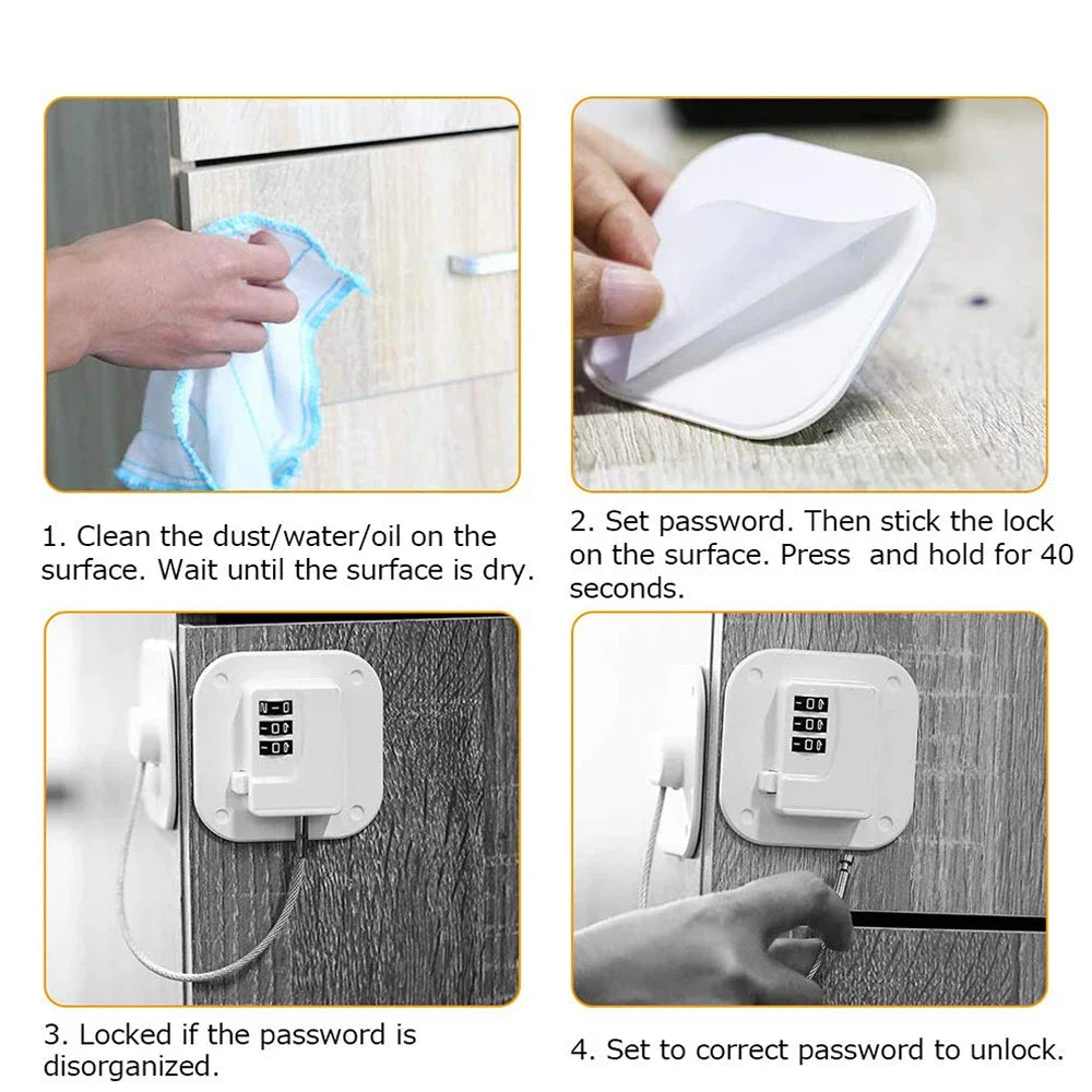 Baby Safety Lock with Keys or Code, Refrigerator, Cabinet & Closet Door Locks