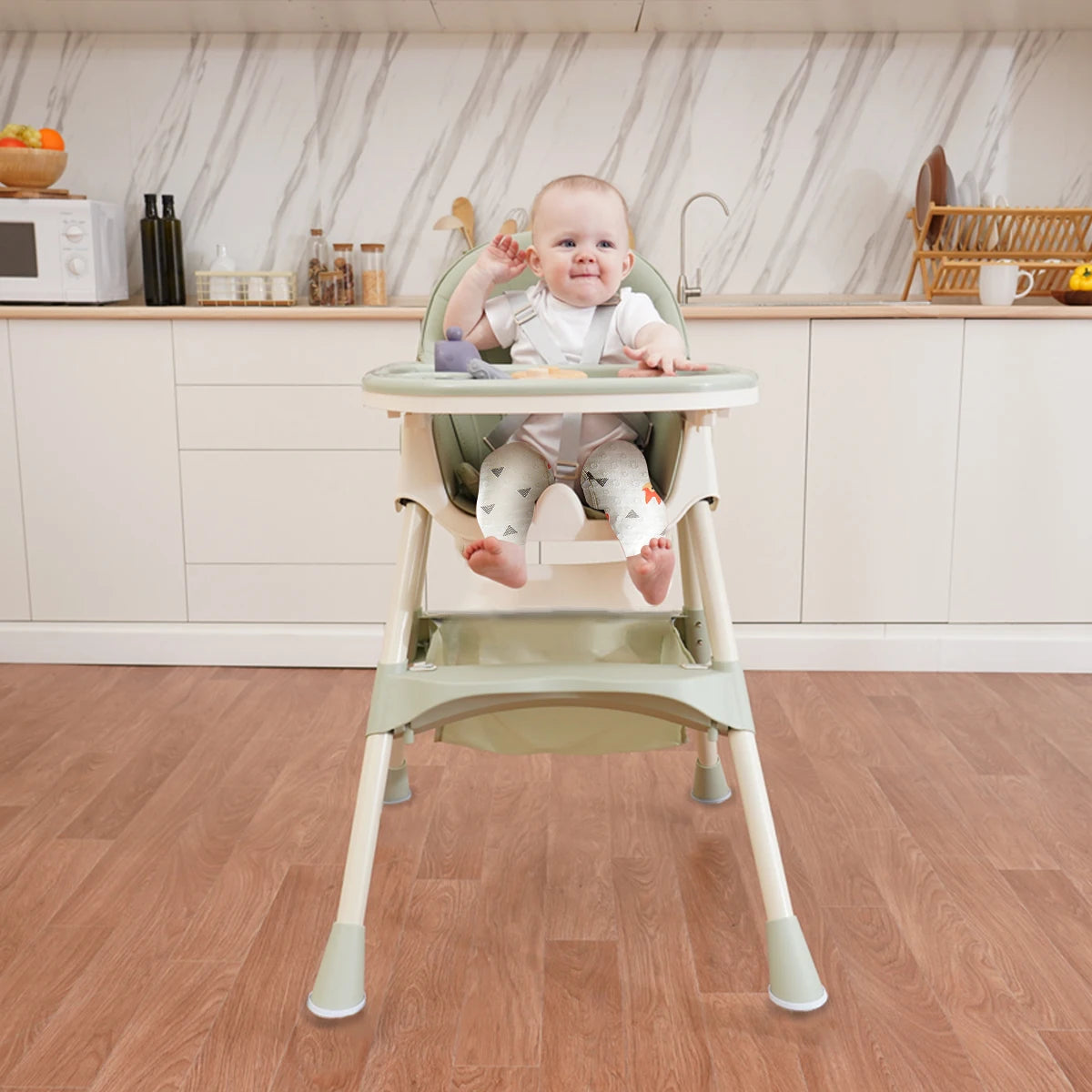 1pc Children's Dining High Chair, Foldable Dining Chair, Detachable Dining Plate, Portable Children's Chair