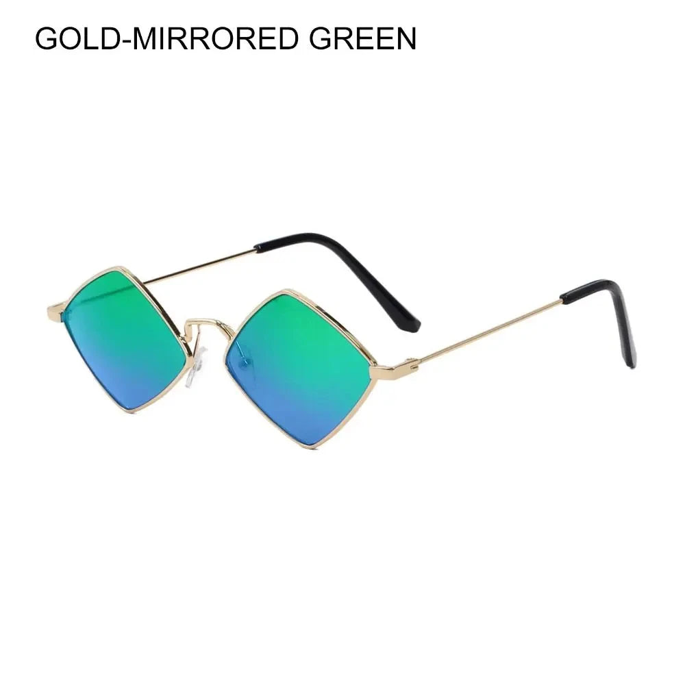 Summer Women Sunglasses Irregular Vintage Small Frame Rhombus Ladies Sunglasses Shades Retro Alloy Eyewear Black