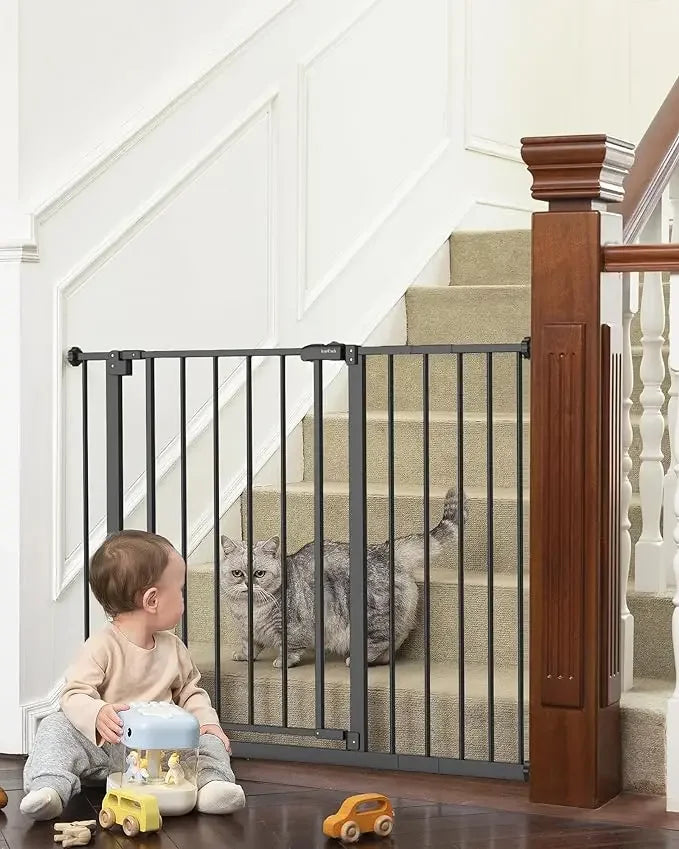 28.9-42.1" Wide Baby Gate for Stairs, 30" Tall Dog Gates for Doorways Expandable One-Hand Open