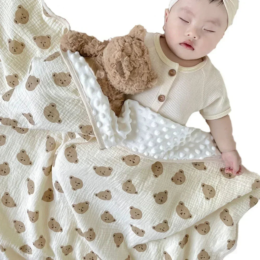 Summer Thin Muslin Bean Dot Blanket for Babies Wholesale:Cotton Crinkle Fabric Air Conditioning Quilt,Kids'Lightweight Coverlet