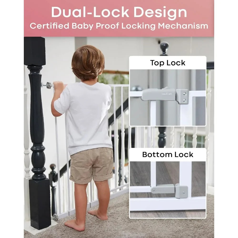 28.9-42.1" Wide Baby Gate for Stairs, 30" Tall Dog Gates for Doorways Expandable One-Hand Open