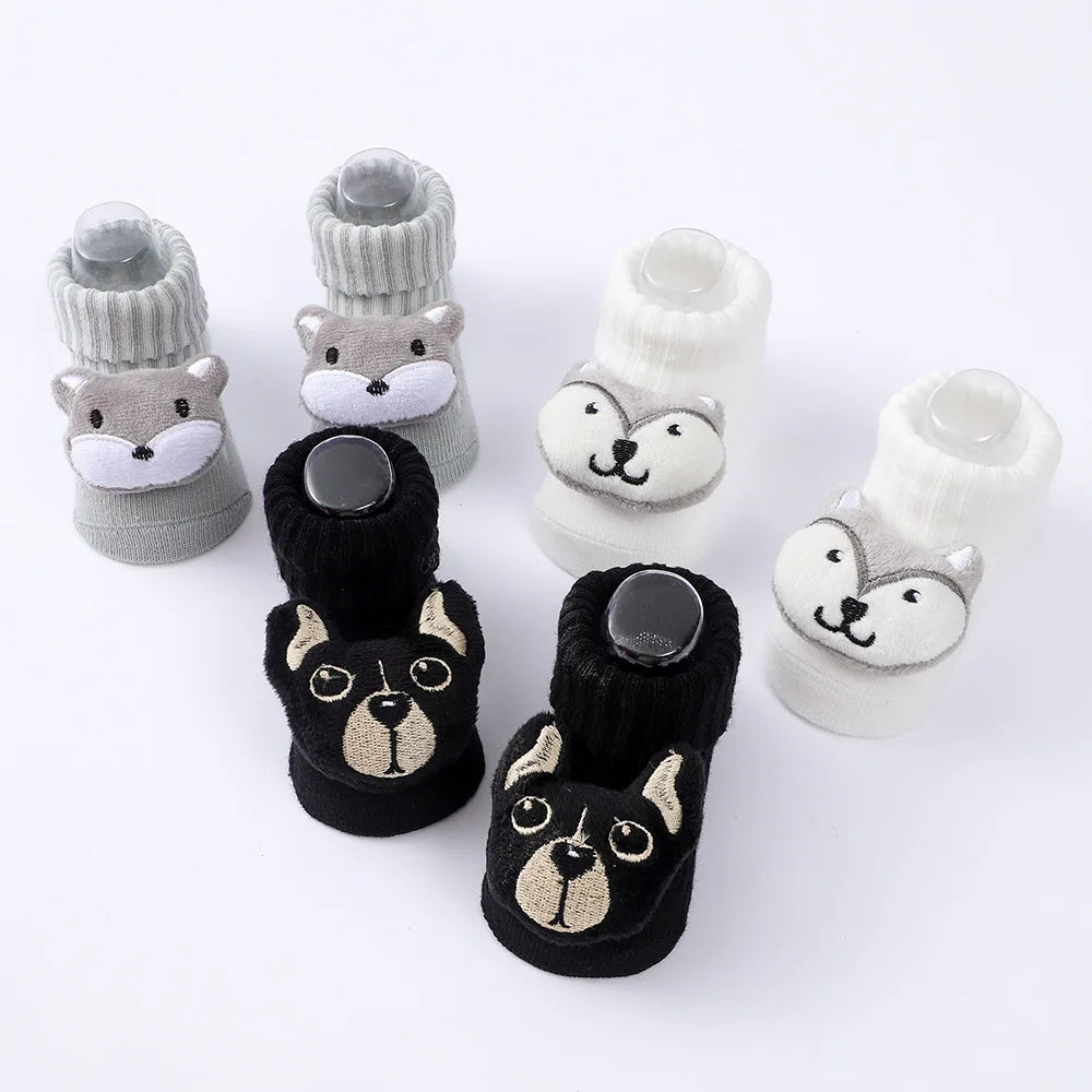 3 Pairs/Set New Autumn Cartoon Knitted Mid Socks For Toddler Newborn Baby Soft Prewalker Cotton Girl Infant Boy Cute Socks