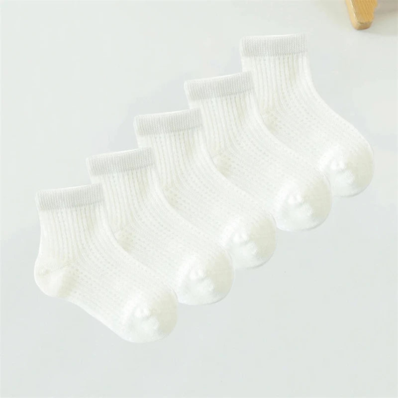 5 Pairs/lot Children Ultrathin Mesh Socks Baby Boys Girls Summer Cute Cotton Breathable Thin Soft Boat Socks Kids Socks