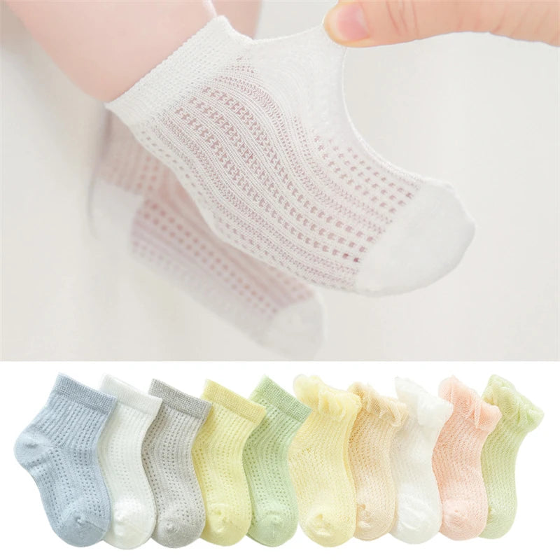 5 Pairs/lot Children Ultrathin Mesh Socks Baby Boys Girls Summer Cute Cotton Breathable Thin Soft Boat Socks Kids Socks