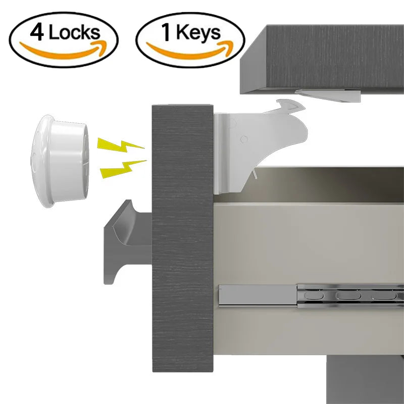Magnetic Drawer Cabinet Locks Baby Security Protection Invisible Multifunctional Kids Safety Products Children Closet Lock
