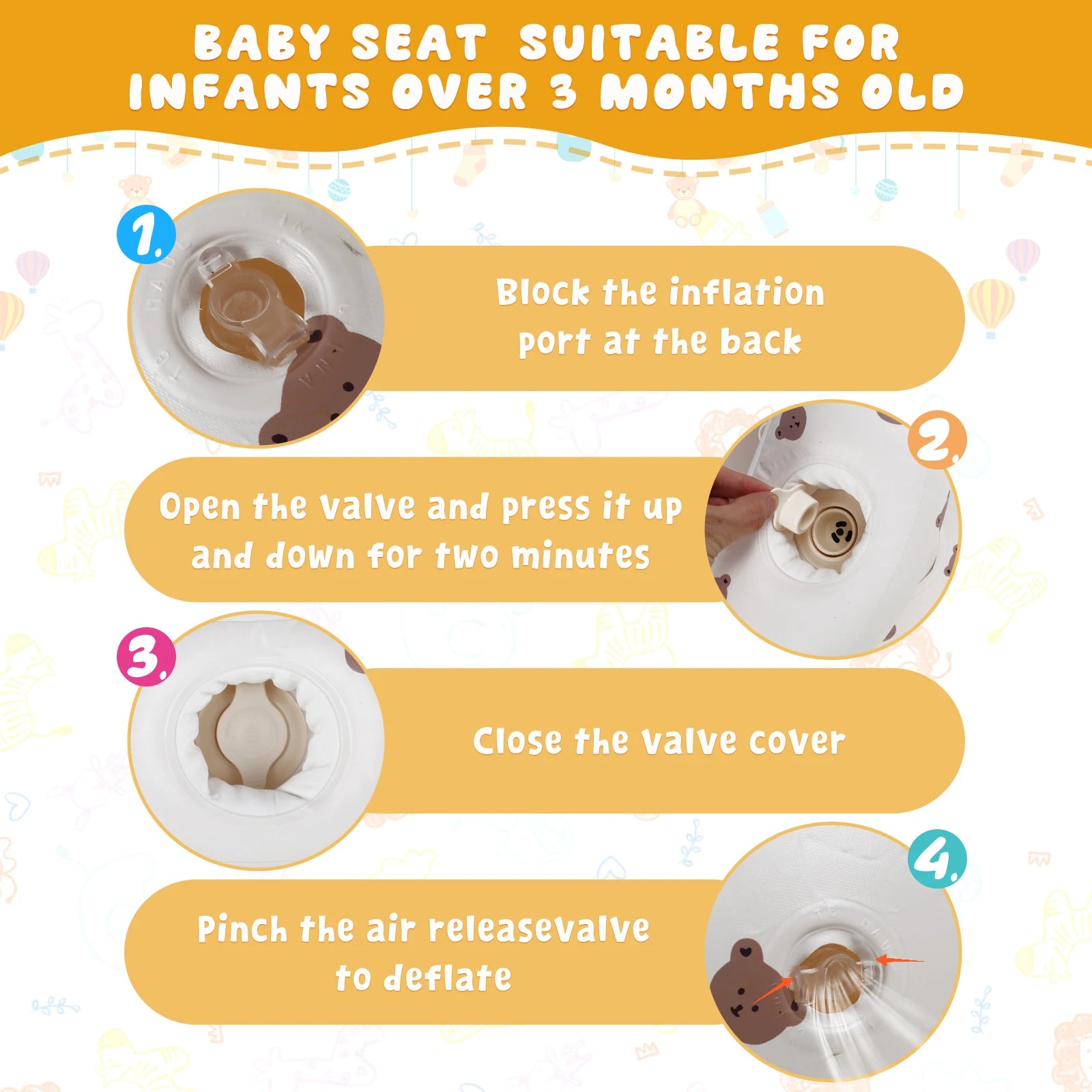 Baby Inflatable Seat Built in Air Pump Baby Chair Breathable Inflatable Baby Sofa Portable Blow Up Infant Chair Baby Chair Seat