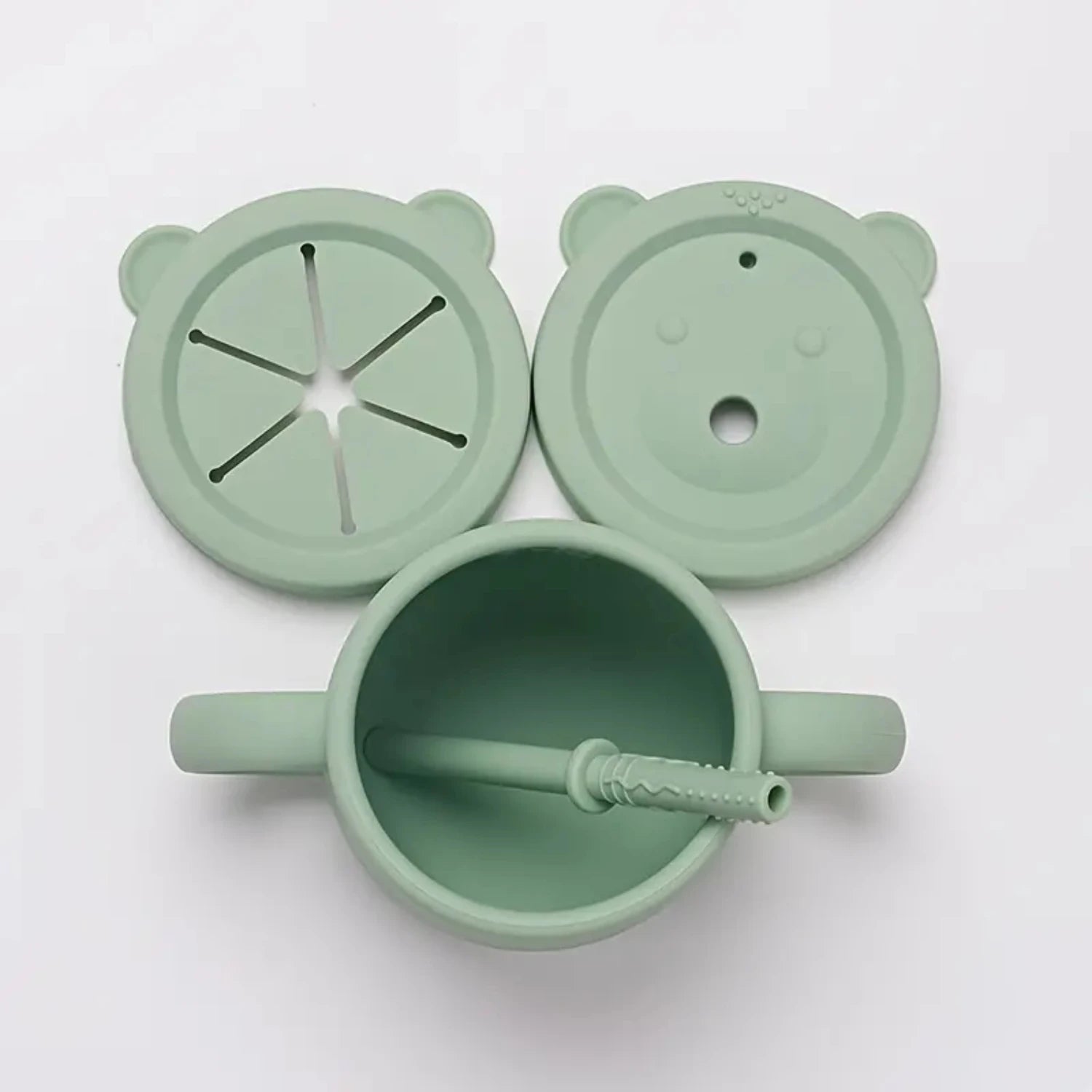 Highly Durable Kids and Babies Silicone Training Cup - Safe and Easy Sipping with Leak-proof Lids and Straw Included - Mess-free