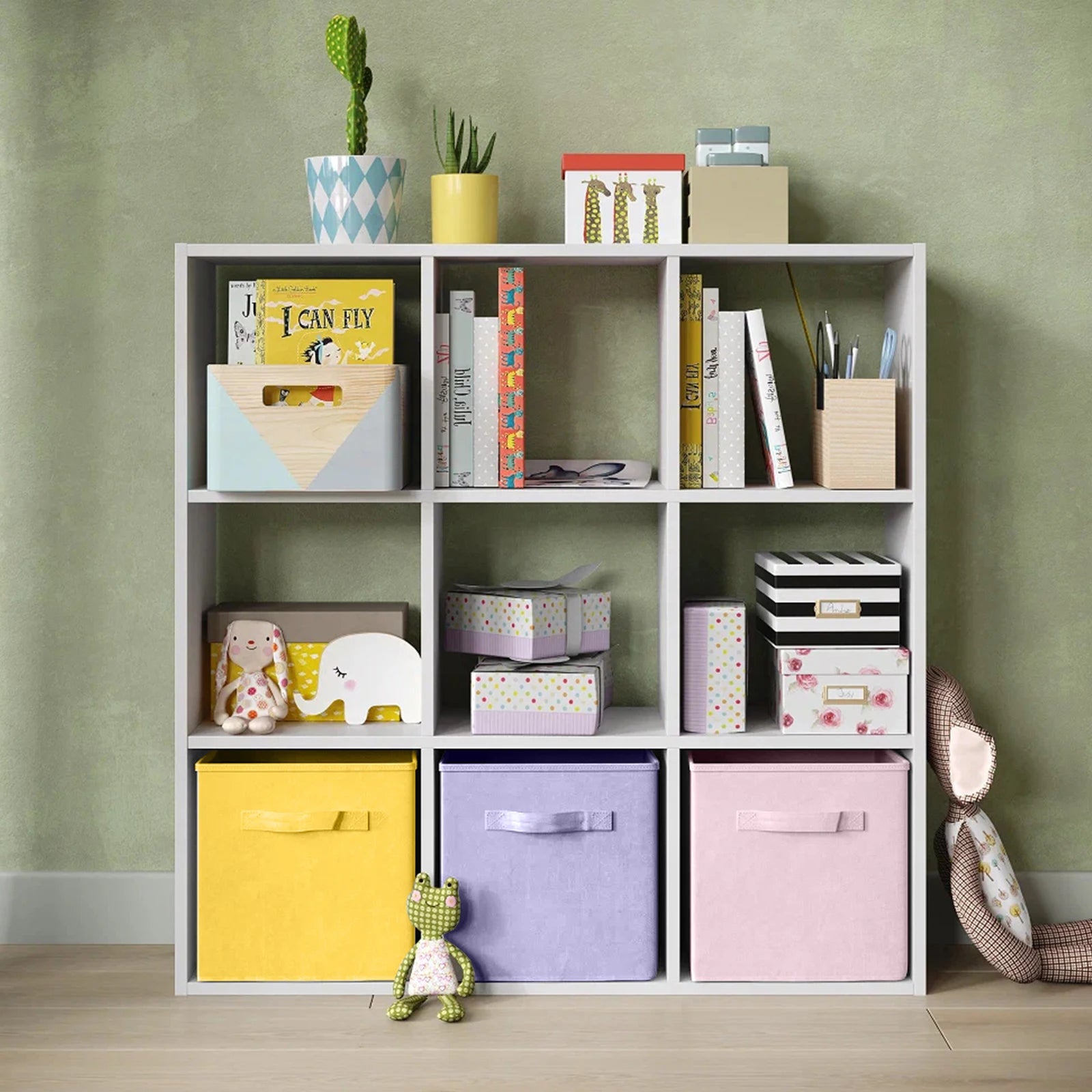 Fabric Storage Cubes,Toy Bin,Colored Storage Cube Organizer Bins,Collapsible Storage Baskets for Clothes,Books,Toys,6-Pack