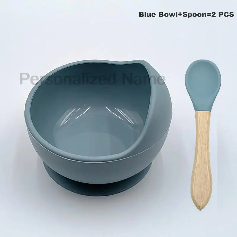 Free custom logo 2 Pcs Baby Spoon Bowls Silicone Stay up Food Bowl for Kids and Toddlers with Improved Super Suction Base Gift