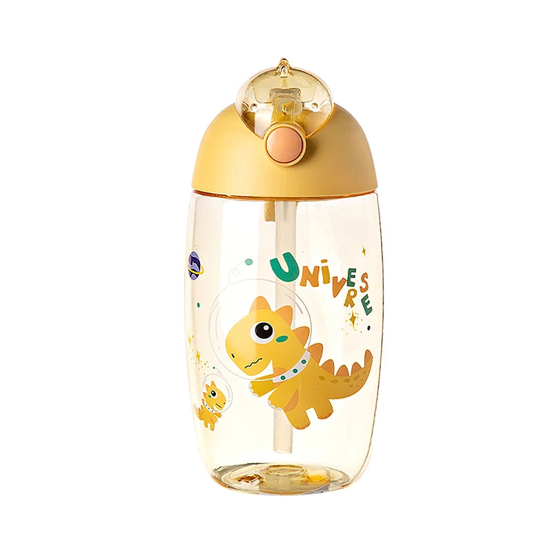 500ML Children's Water Bottle For School Portable Cartoon Dinosaur Water Cup Creative Feeding Cup With Straws And Lids Drinkware