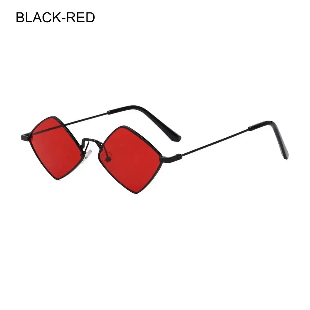 Summer Women Sunglasses Irregular Vintage Small Frame Rhombus Ladies Sunglasses Shades Retro Alloy Eyewear Black