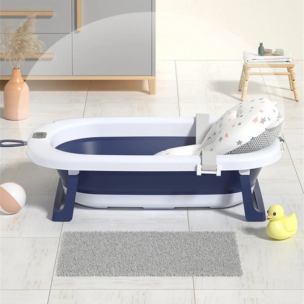 Real-time Temperature Folding Silicone Baby Take A Bath Bathtub Non-Slip Foot Bath Bucket Folding Bathroom With Temperature Sens