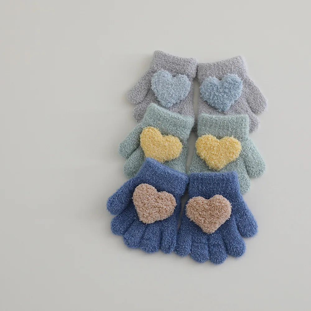 Autumn Winter Warm Thicken Girls Pink Gloves Baby Riding Cute Gloves Kid Kindergarten Five Fingers Gloves 1-3Y