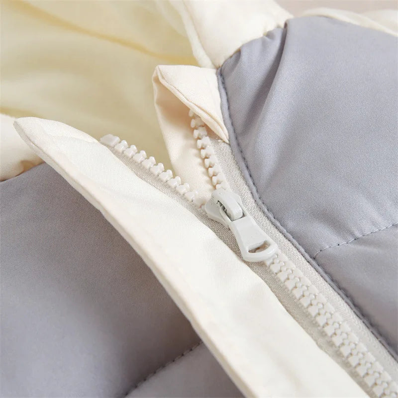 Winter New Baby Rompers Boys Girls Patchwork Thick Plus Velvet Jumpsuits Windproof Hooded Overalls Snowsuit One Piece Bodysuit